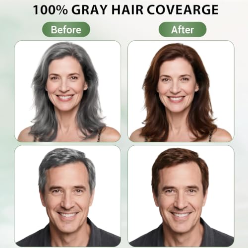 Farndu Brown Hair Dye Shampoo for Gray Hair Coverage, Ammonia-Free 3-in-1