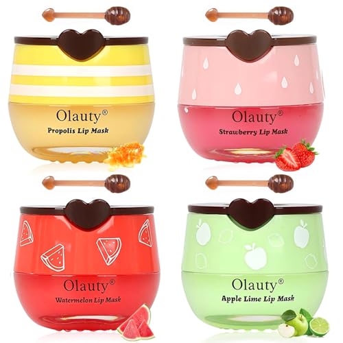 Miniling Honey & Fruit Lip Mask Set - 4 Pack Moisturizing Balm Treatment