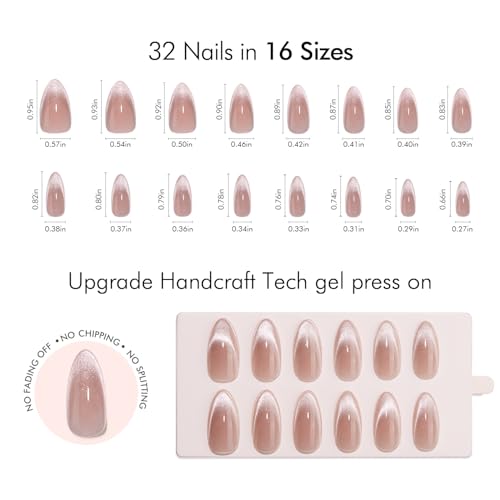 VSALON Press On Nails A3-2 French Tip Radiance | Nude Pink Cat Eye