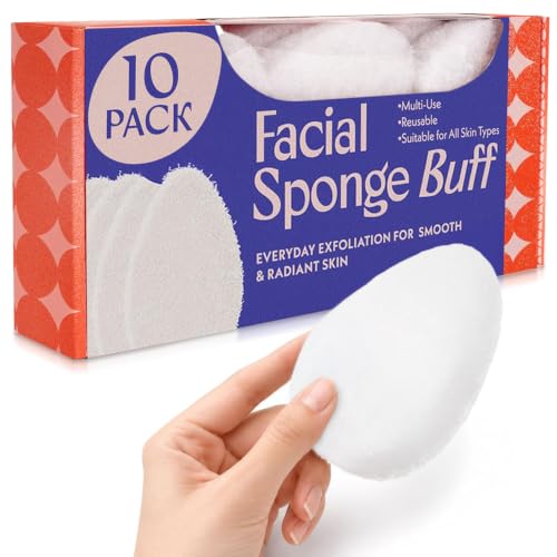 Berkland Facial Sponge Buffer - 10-Pack Exfoliating Pads for Clear Skin