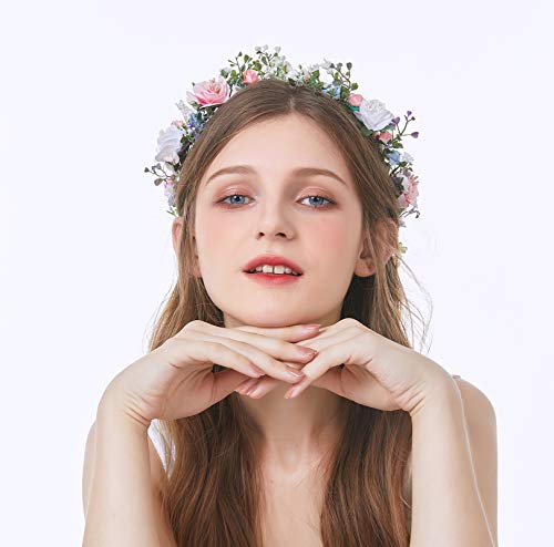 Vivivalue 52 Floral Headband Rose Crown Halo Headpiece