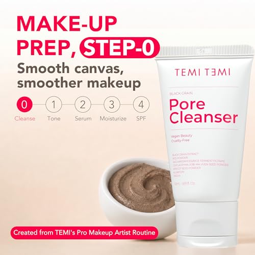 TEMI TEMI Black Grain Pore Cleanser 1 Fl Oz - Gentle Facial Scrub & Mask, Vegan Beauty