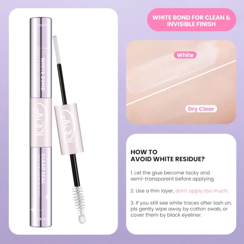 GAQQI 2-in-1 Bond and Seal Clear Lash Glue - 10ml, Waterproof & Latex-Free