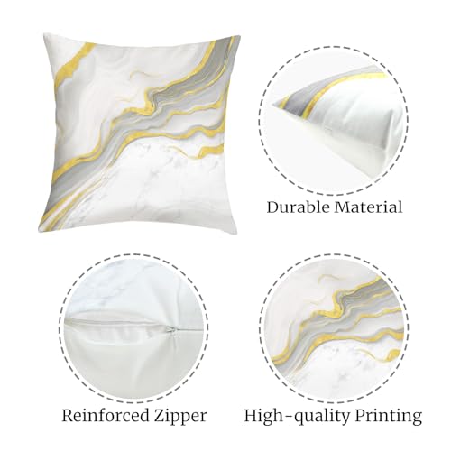 18x18 Velvet Throw Pillow Covers - Set of 4 Beige Grey Gold Marble