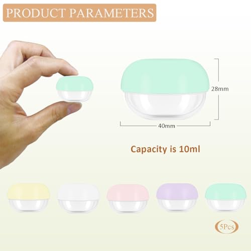 Travel Containers Set - 5 Pcs 10ml Jars for Creams & Lotions