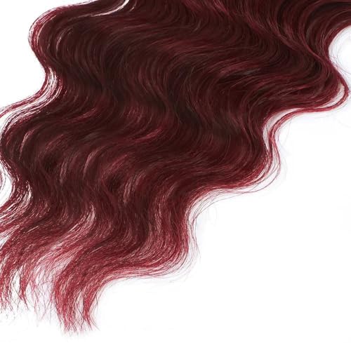 Burgundy Deep Wave Human Hair Bundles - 14, 16, 18 Inch Remy