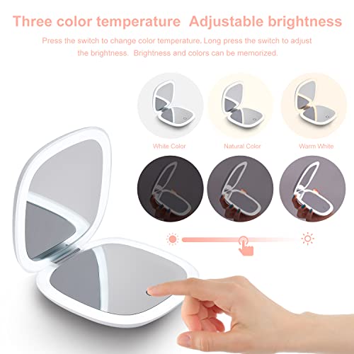 Mocado 4-Inch LED Compact Travel Mirror, 1X/10X Magnification, USB Rechargeable