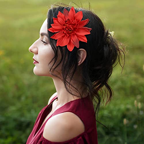 Lawie 9-Pack Large 4-Inch Artificial Dahlia Flower Hair Clips for Women & Girls