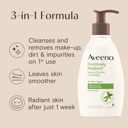 Aveeno Positively Radiant Brightening Facial Cleanser, 11 oz - Gentle Daily Wash