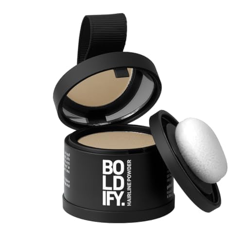 BOLDIFY Hairline Powder - Water-Resistant Root Touch Up for Gray Coverage | 10g Medium Brown, 24-Hour Stain-Proof