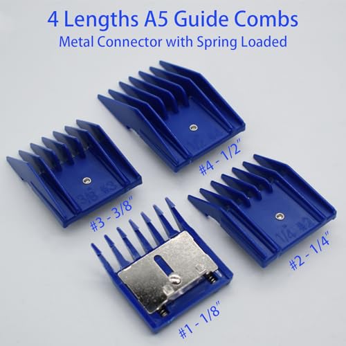 AIRERA 4-Piece A5 Animal Clipper Guard Comb Set - Navy - 1/8" to 1/2"