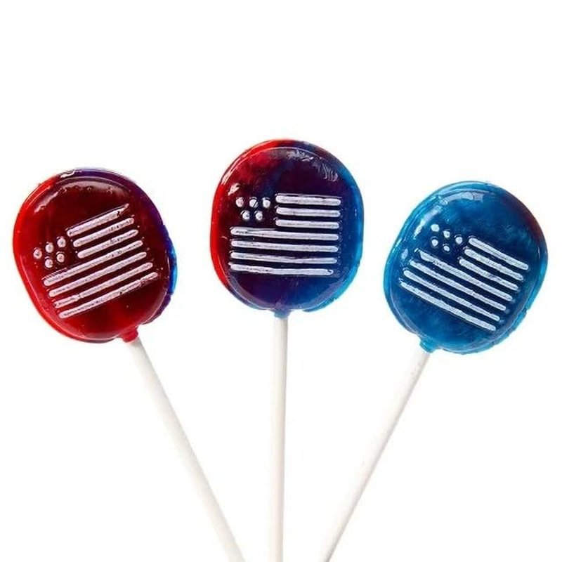 USA Flag Charms - Patriotic Sweet Pops Candy | 9 oz Bag, 15 Count, Red, White & Blue