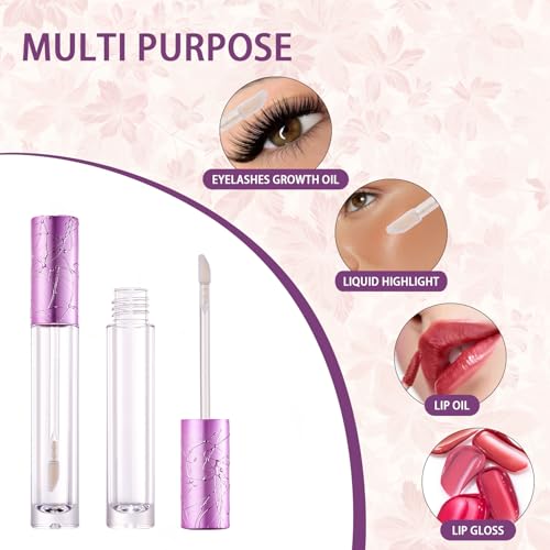 CAIYA Purple 10PCS Refillable Lip Gloss Tubes with Wands - 6ml DIY Containers