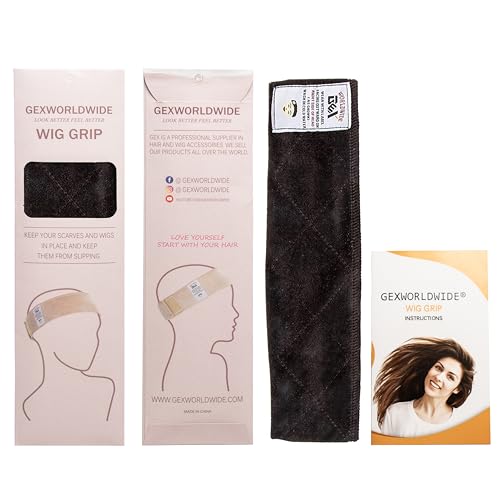 GEXWORLDWIDE Wig Grip Band for Hair, Adjustable Velvet Headband, Dark Brown