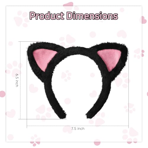 Etercycle Black Fuzzy Cat Ear Headband for Halloween & Costume Parties - 1 Pack