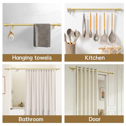 GXOACKJ Adjustable Gold Curtain Rods 28-60 Inches with Brackets