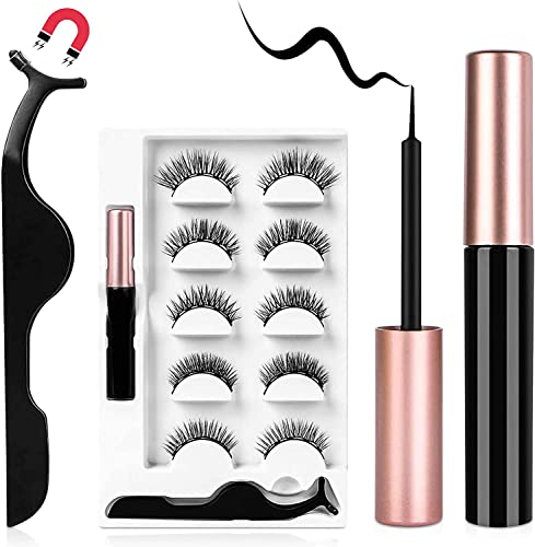 AOMIG Magnetic Eyelashes Kit with Waterproof Eyeliner - 5 Pairs