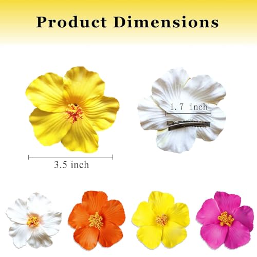 4 Pcs Hawaiian Flower Hair Clips - Tropical Hibiscus Accessories