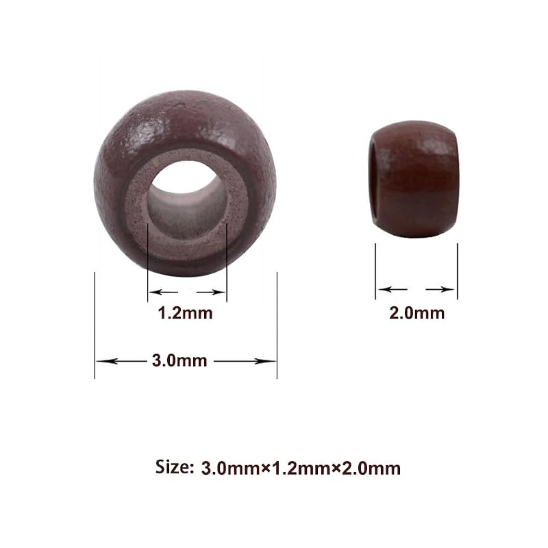 200 Pcs Brown Silicone Lined Nano Beads for Hair Extensions
