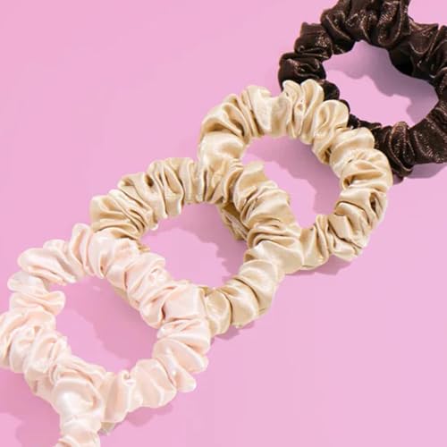 GIMME Slim Satin Hair Scrunchies - No Breakage, 6 Pack for Fine Hair