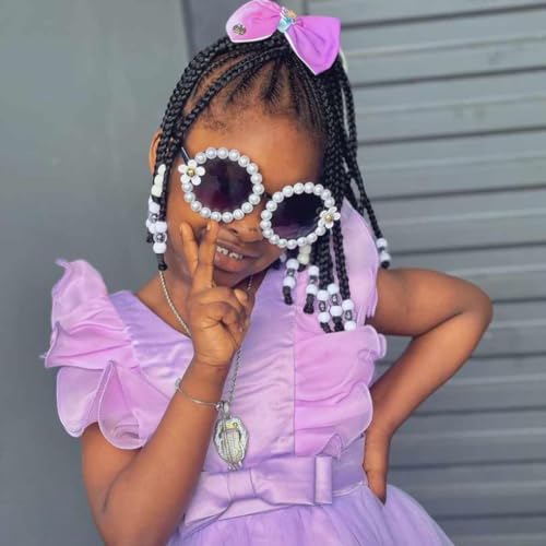 Kids Ponytail Extensions with Beads - Detachable Synthetic Braid for Girls, Protective Hair Accessory