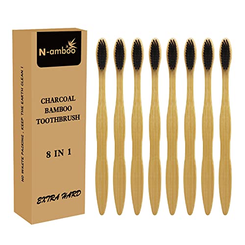 N-amboo Eco-Friendly Extra Hard Bamboo Toothbrushes - 8 Pack
