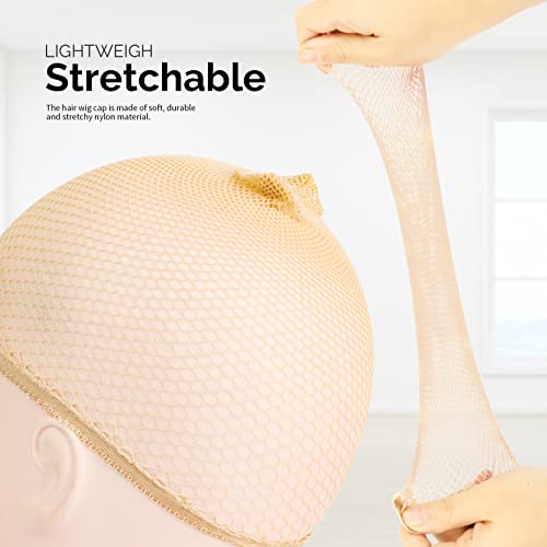 Fandamei 6PCS Light Brown Mesh Wig Caps - Breathable & Stretchable