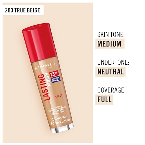 Rimmel London Lasting Finish 25HR Foundation - 203 True Beige, 1oz