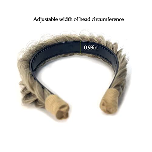 Light Grey Gold Wide Braided Headband for Women & Girls Non-slip Hair Accessory