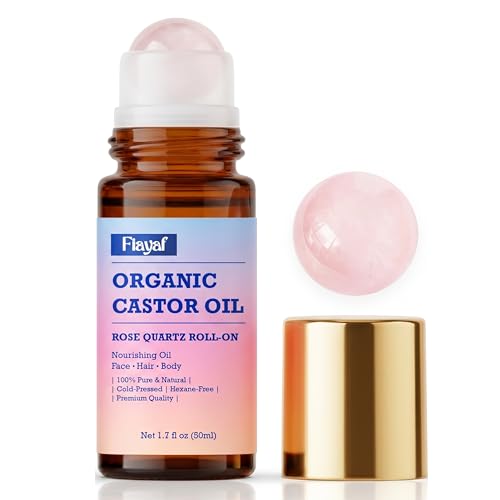 Organic Castor Oil with Rose Quartz Roller Ball, 1.7 fl oz