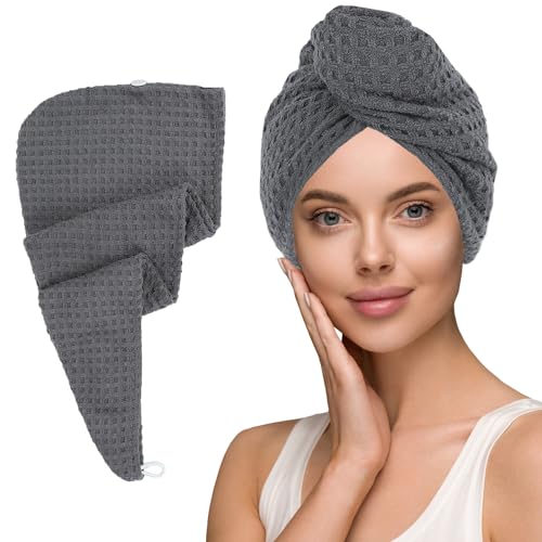 MaopaoBeauty Waffle Microfiber Hair Towel - Quick Dry & Anti-Frizz