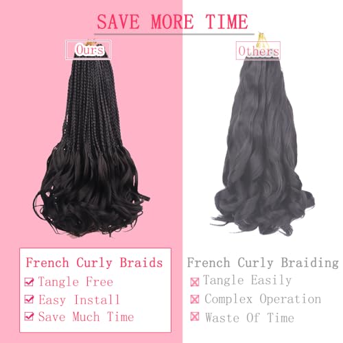 French Curl Crochet Braids - 14 Inch 7 Packs Goddess Box Braids