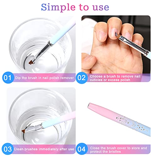 Nail Art Clean Up Brush Set - 2 Pcs Round & Angled Brushes