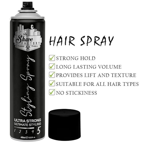 The Shave Factory Ultra Strong Styling Spray - Regular Hold 400ml