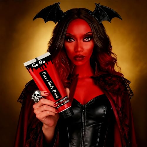 Go Ho Halloween Face Body Paint Kit White Black Red (7.1oz each) Washable