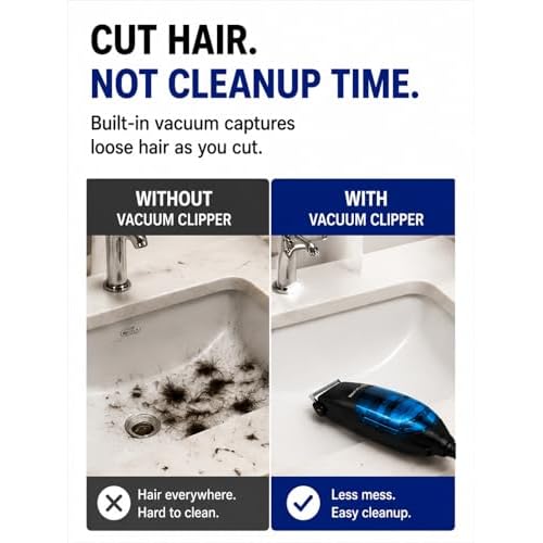 Remington Vacuum Hair Clippers for Men, Mess-Free Haircut & Beard Trimmer Kit with Hair Collection Chamber, Dual Motor Power, 18-Piece Grooming Set