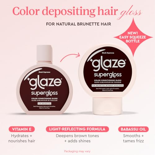 Glaze Supergloss Sleek Espresso - Hydrating Semi-Permanent Hair Gloss 6.4 Fl Oz