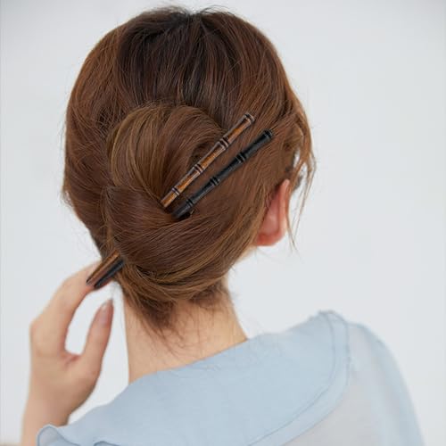 12 Pcs Vintage Bamboo Hair Sticks for Long Hair - Retro Chopsticks