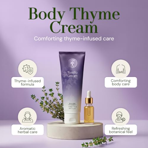 L'eudine Thyme Body Cream – Moisturizing Herbal Massage Cream, 4 fl oz
