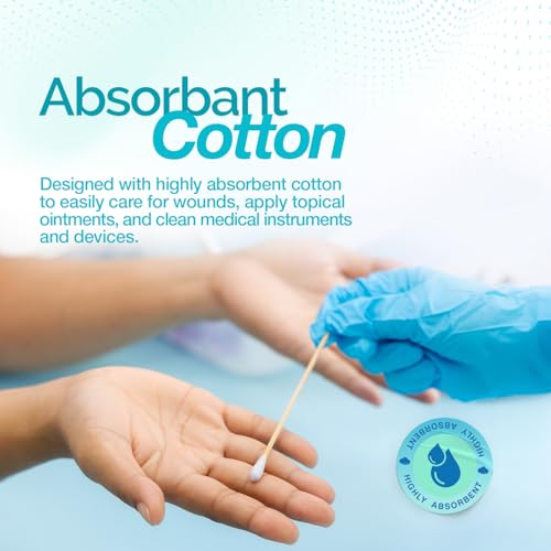 Dynarex 6" Cotton Tipped Wood Applicators, Sterile – Wound Care & Cleaning (100 Pouches, 2 per pouch)