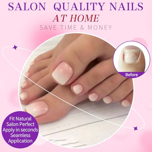 Ombre LoveOurHome 120pc Press On Toenails Kit for Toes - Glue On Short Square False Nails