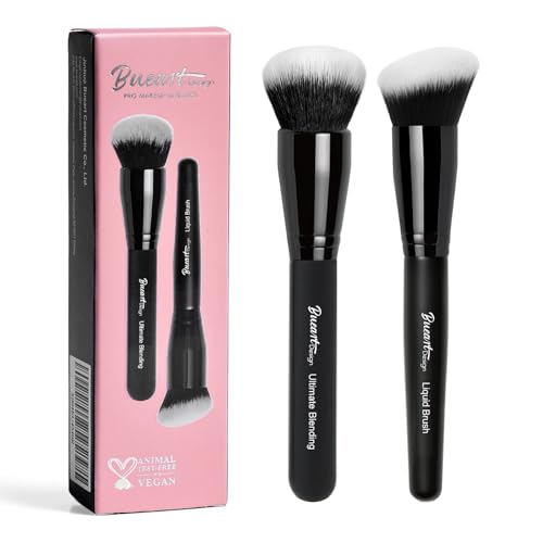 Professional Blending Makeup Brush Set for Foundation, Blush & Bronzer - Vegan Cruelty-Free