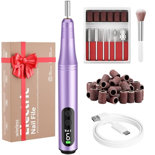 Ccigedy Cordless Electric Nail Drill for Acrylic & Gel Nails - Purple