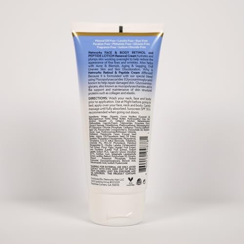 NetWurks Retinol & Peptide Night Cream for Face and Body, 6 Fl Oz
