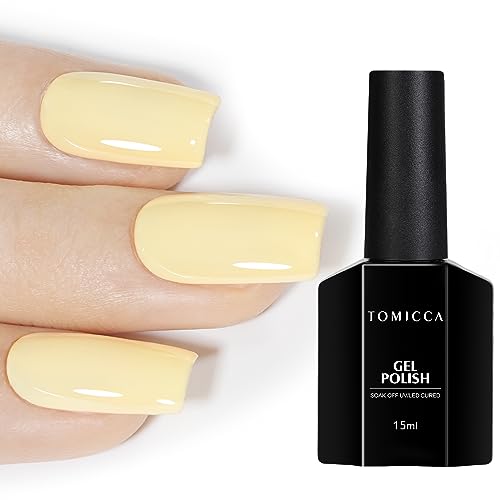 TOMICCA Yellow Gel Nail Polish 15ml - Vibrant Pastel Color for Spring
