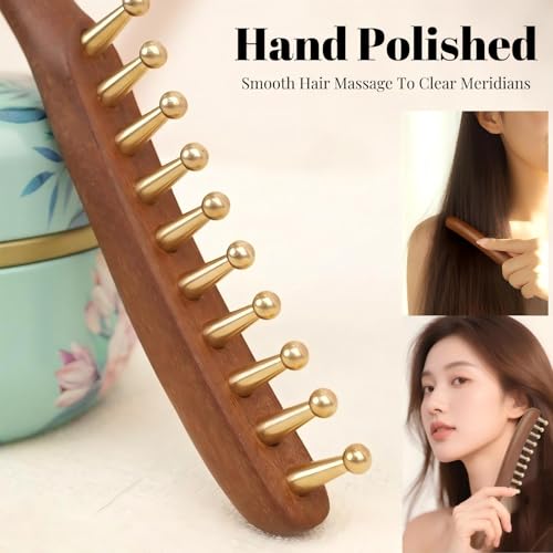 Kintegood Copper & Sandalwood Wide Tooth Scalp Massage Comb - Hair & Relaxation Tool