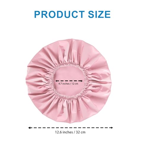 Pink Waterproof Shower Cap for Women - Large Double-Layer Bonnet, Hair & Spa Protection