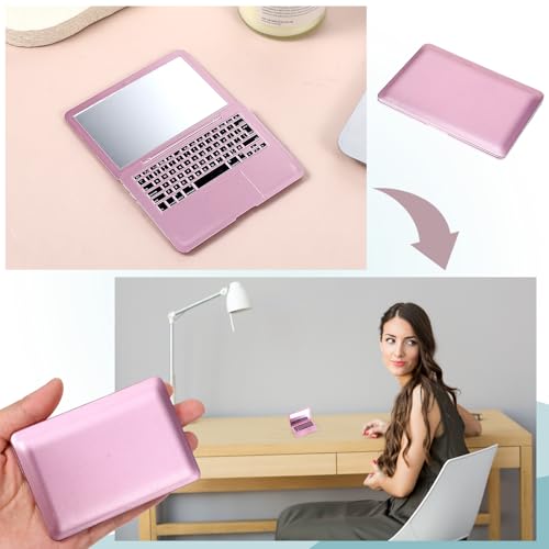 Rose Gold Mini Laptop Mirror - Compact Folding Makeup Mirror