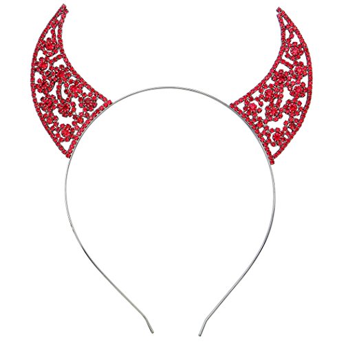 Rosemarie Collections Devil Horns Headband with Crystal Rhinestones