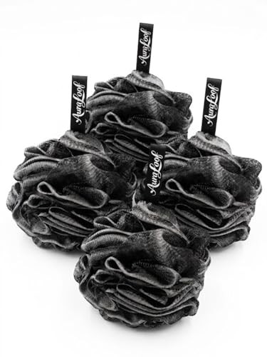 Charcoal Bath Loofah 60g - Extra Soft Mesh Body Scrubber for Shower